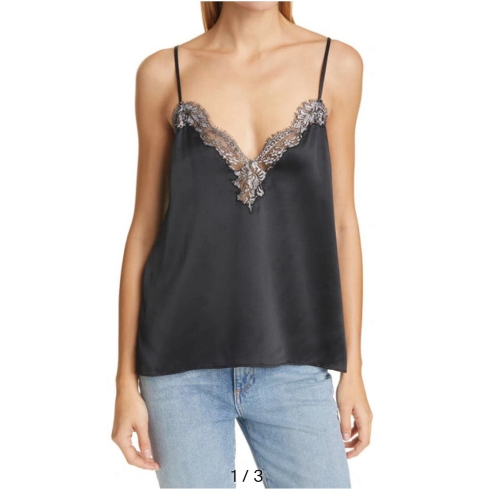 Cami NYC Black Gianna Cami Silver Lace Trim